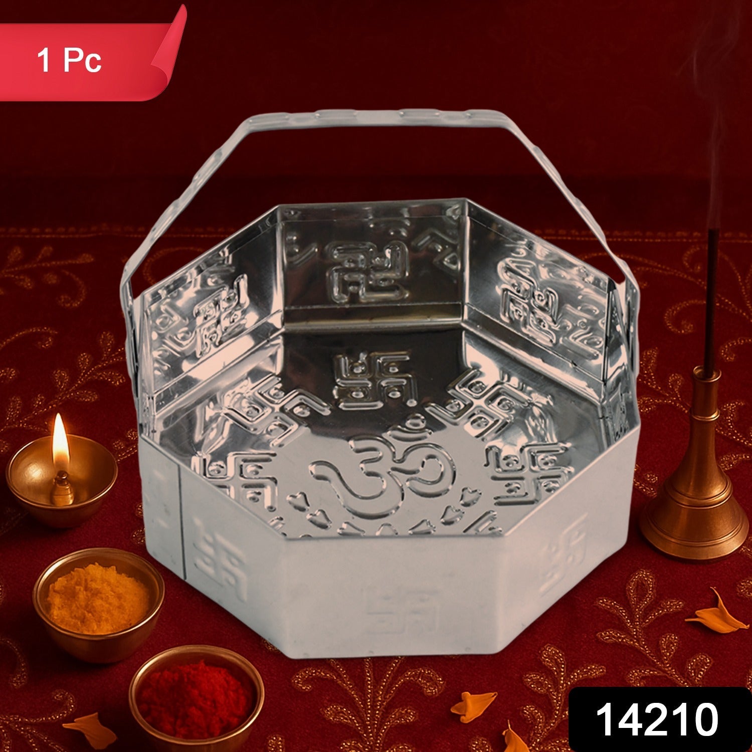 Steel Aura Octagon Devotional Tray Steel Aura Octagon Devotional Tray